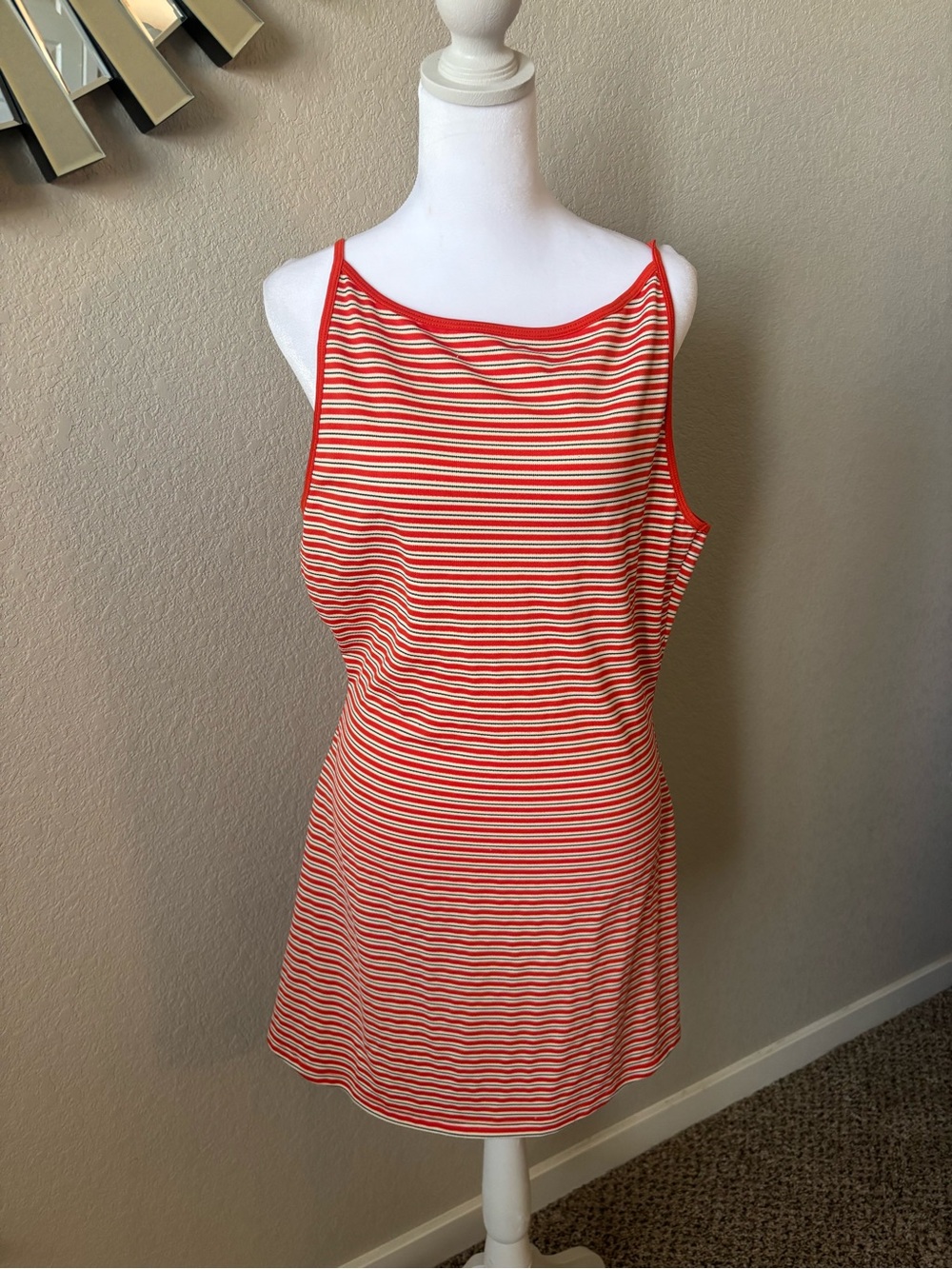 BDG orange and White Striped Spaghetti Strap Mini Dress